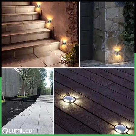 Gartenlampe Bodeneinbaustrahler Bodenleuchte Treppenleuchte 4x3W LED IP44 Silber KAPSA Lumiled