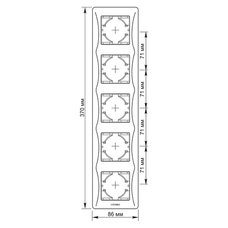 Horizontaler Rahmen für Steckdosen Fünffach Aufputz Schwarz BINERA VIDEX