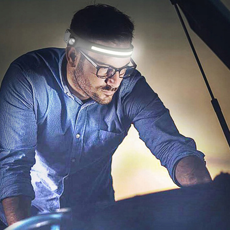 Wiederaufladbare LED-Stirnlampe COB+XPE 350lm IPX4 mit Bewegungssensor 5 Modi VAYOX