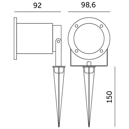 LED-Gartenlampe GU10 IP65 TIGHT Schwarz - 1m Kabel