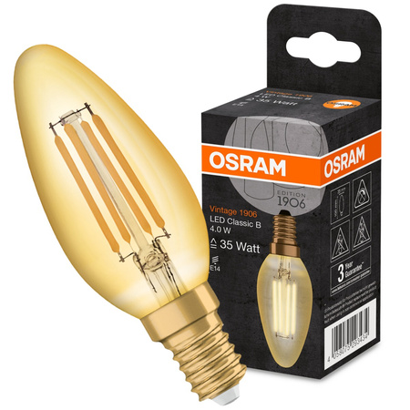 LED Lampen E14 B35 4W = 35W 410lm 2400K Warm 360° OSRAM Filament Vintage Dekorativ