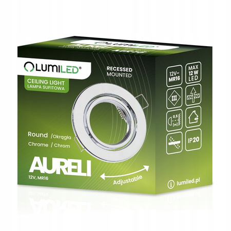 Einbaustrahler GU10, MR16 Einbauspot HALOGEN Runde beweglich Chrom Blech AURELI LUMILED