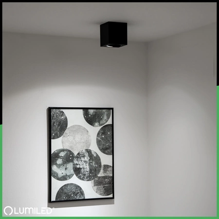 Halogen-Aufbauleuchte GU10, Aufbauspot Quadrat beweglich Schwarz AMAT-M LUMILED