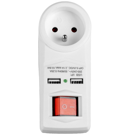 Elektrischer Netzverteiler mit Schalter 2x USB 1x 2P+0 Dieb VAYOX