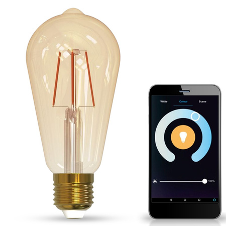 E27 ST64 LED Lampen 5,5 W 470 lm 1800 K-2700 K 320° Filament GOLDLUX (Polux) Smart WiFi TUYA