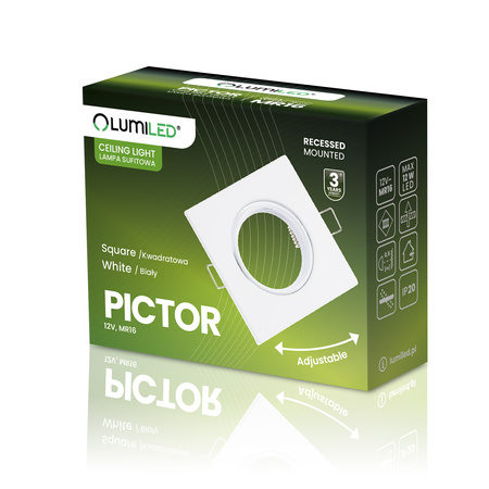 Einbaustrahler GU10, MR16 Einbauspot HALOGEN Quadrat beweglich Weiße Blech PICTOR LUMILED