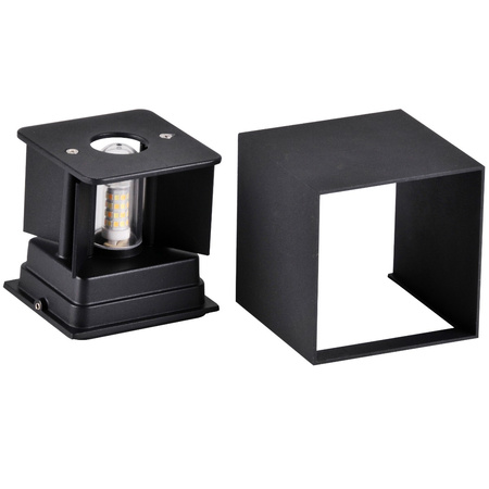 LED-Fassadenwandleuchte Schwarz G9 Außenleuchte oben/unten mit verstellbarem Leuchtwinkel KIOTO GOLDLUX (Polux) + LED-Leuchtmittel G9 5W 6500K Cold Lumiled