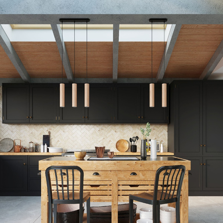 LINO 3P LED Pendelleuchte 3xGU10 Naturholz SOLLUX