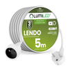 Netzverlängerungskabel geerdete Steckdosenleiste 1 Steckdose 5m weißes Kabel Lendo Lumiled