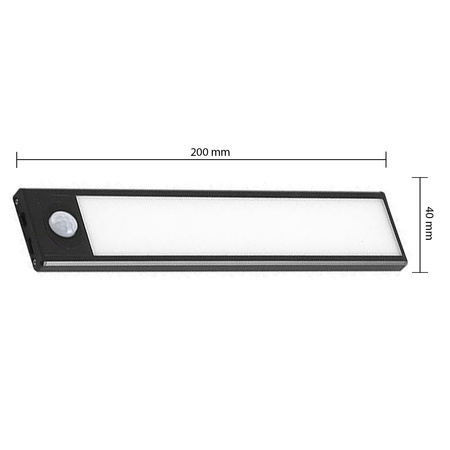 LED-Unterschrankleuchte Möbelleiste 1W 4500K 20cm mit Bewegungsmelder Schwarz