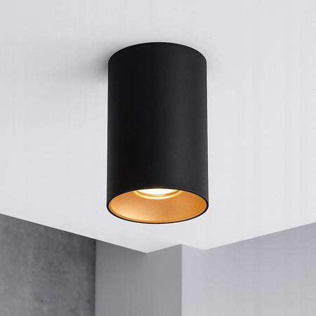 Aufputz-Halogenleuchte Aluminium SPOT TUBA für LED GU10 Schwarz - Gold