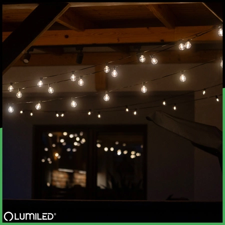 Solar Garten Girlande 20x LED Zierkugeln 10,55m 2700K Warm + Fernbedienung CALLIS2 LUMILED