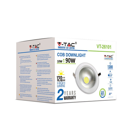 LED-Spot-Einbauleuchte 10W 6000K Fester COB VT-26101 V-TAC