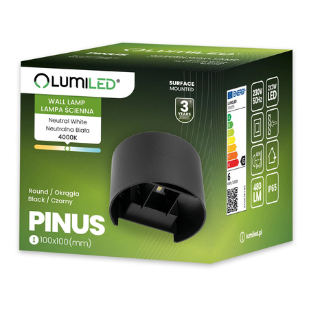 Wandleuchte Außen 2x 3W, Garten-Wandleuchte 4000K nach oben und unten verstellbar Schwarz PINUS LUMILED