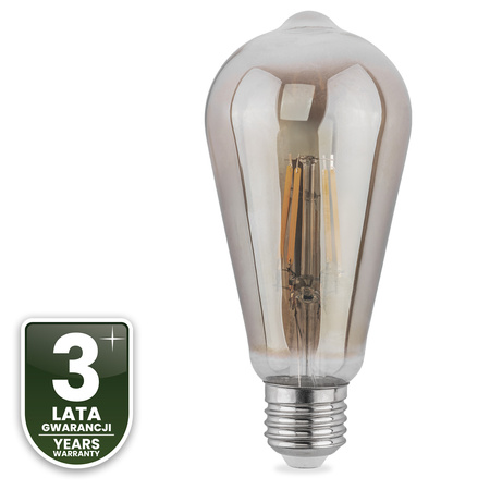 6x LED Lampen E27, Glühbirne ST64 6W = 50W 420lm 360° 2200K warm Glühfaden Edison Smokey LUMILED