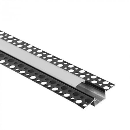 Aluminium LED-Profil für Gipskarton REGIPS breit flächenbündig schwarz 2m mit mattiertem Diffusor für LED-Streifen + Kappen Ecolight GPS Serie