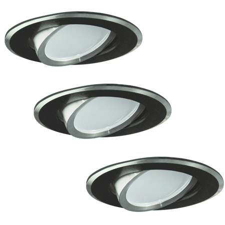3x SUN OLAL GOLDLUX (Polux) bewegliche Deckeneinbauleuchte, schwarzes Aluminium + GU10 3,5W LED Lampen