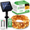 200x LED Solar Lichterkette, Außen Garten Lichterkette 21m 3000K warm+Fernbedienung PASSI LUMILED