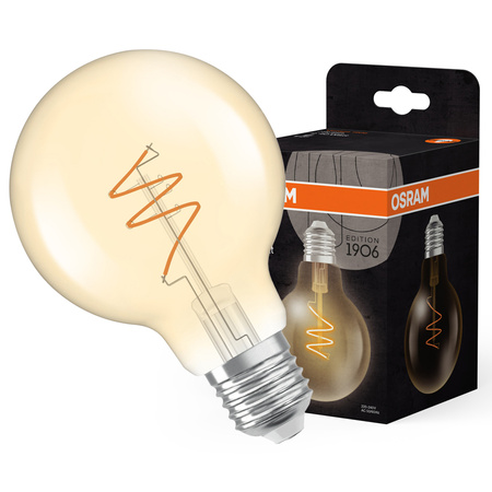 LED Dekorative G80 Glühbirne E27 4.9W = 40W 470lm 2200K Warm CRI90 300° Amber Dimmbar Vintage 1906 Osram