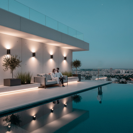 Wandleuchte Außen 2x GU10, Garten-Wandleuchte Schwarz ALLIUM LUMILED