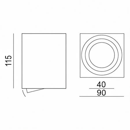 Halogen-Aufbauleuchte GU10, Aufbauspot 115mm beweglich Quadrat Weiß AMAT-L LUMILED