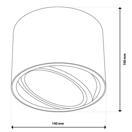 Halogen-Aufbauleuchte GU10, AR111 Aufbauspot 100mm beweglich Runde Tube Weiß TELES LUMILED