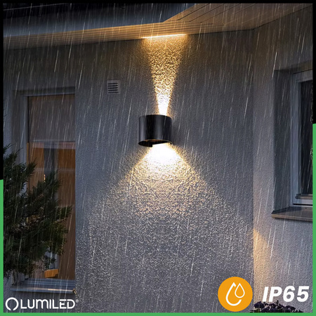 Wandleuchte Außen 2x 3W, Garten-Wandleuchte 4000K nach oben und unten verstellbar Schwarz PINUS LUMILED