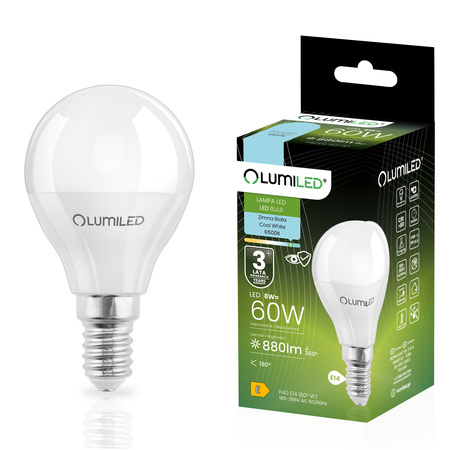 6x LED-Glühbirne E14 Birne 8W = 60W 880lm 6500K Cold CCD Farbe 180° LUMILED