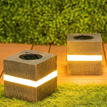 LED-Solarlampe für den Außenbereich Garten stehender Stein 3000K IP44 12 cm Dämmerungssensor