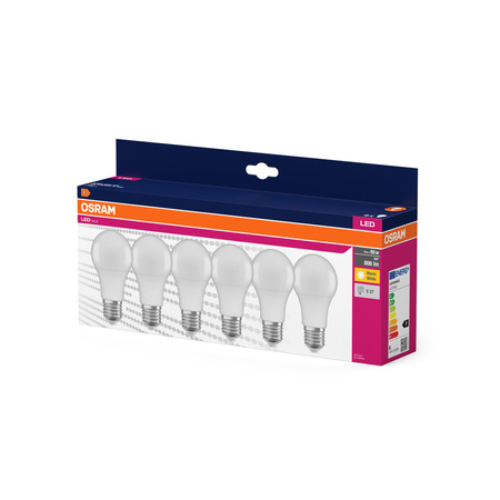 6x LED-Lampe A60 E27 8W = 60W 806lm 2700K Warm 150° VALUE CLASSIC Osram