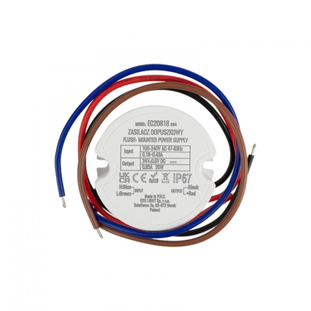 Einspeisung FI60 für LED-Streifen 20W 24V 0,83A Hermetisch IP67 Ecolight