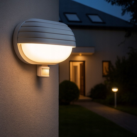 FRODA Gartenwandleuchte E27 IP44 mit PIR-Sensor Weiß