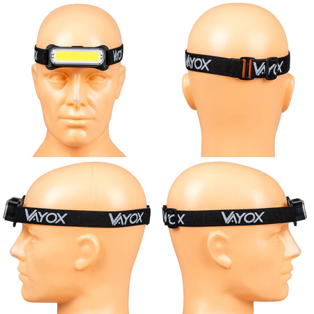 Wiederaufladbare Stirnlampe 300lm COB LED 4 Modi VAYOX