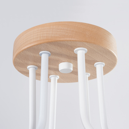 Kronleuchter Deckenleuchte 6x E27 Naturholz Weiß Timbo Peach Puff SL.1666 Sollux