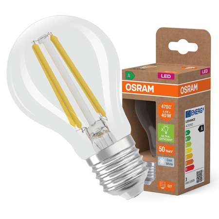 LED-Lampe A60 E27 2.2W = 40W 470lm 4000K Neutral 320° Glühfaden CLASSIC ENERGY EFFICIENCY Osram