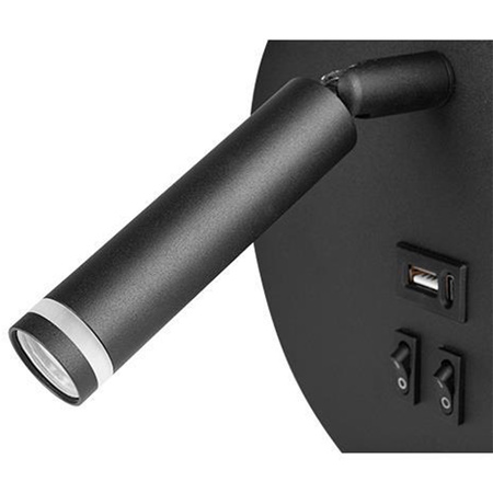 Wandleuchte Spotlampe G9 + LED 4000K USB-A USB-C Schwarz Piero Masterled