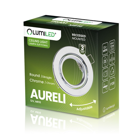 Einbaustrahler GU10, MR16 Einbauspot HALOGEN Runde beweglich Chrom Blech AURELI LUMILED