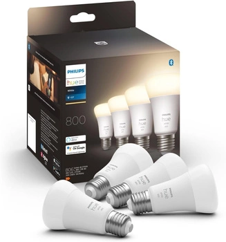 4PAK LED-Lampe E27 A60 9W 2700K Warm PHILIPS HUE Weiß Bluetooth Zigbee