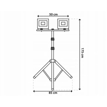 LED-Flutlicht ZUNA2 Halogenlampe 2x 20W 6500K auf Stativ + Kabel + Hermetischer Anschluss LUMILED