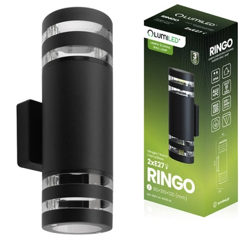Wandleuchte Außen 2x E27, Garten-Wandleuchte IP44 12W nach oben und unten RINGO LUMILED
