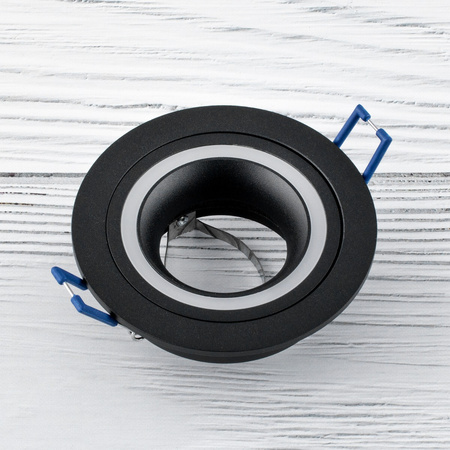 Glas-Einbaustrahler GU10, Einbauspot HALOGEN Runde Fest Schwarz TRIBUS LUMILED