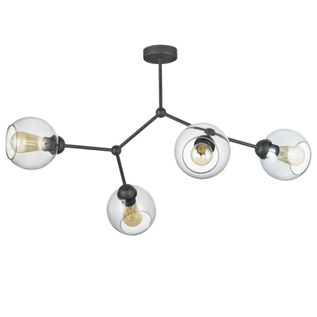 FAIRY Kronleuchter Schwarz Graphit Glas Loft Deckenleuchte 4xE27 2730 TK Lighting