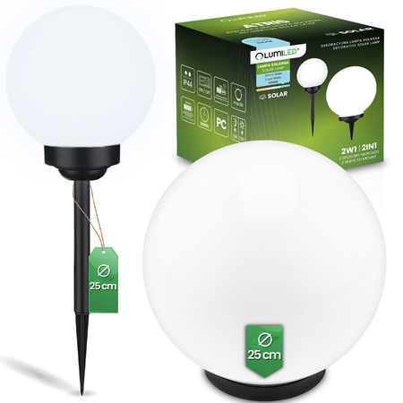 Solar-LED-Lampe, Solar Gartenleuchte IP44 6500K 25cm Kugelleuchte Weiße ATRIS LUMILED