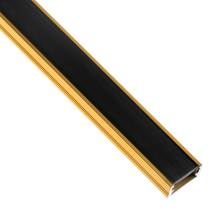 Aluminiumprofil MINI für LED-Streifen mit Schwarz Abdeckung, 1m Gold LUMILED