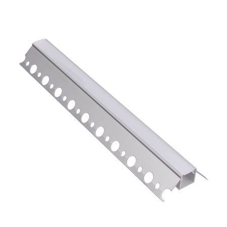 Eckprofil Architektonisches Aluminium LED-Profil typ Z für Gipskartonplatten mit Milchglasabdeckung, 1m LUMILED