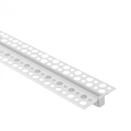 Aluminium LED-Profil für Gipskarton REGIPS flächenbündig Weiß 2m mit transparentem Diffusor für LED-Streifen + Kappen Ecolight GPW Serie