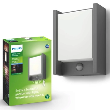 ARBOR IR myGarden LED-Gartenwandleuchte 6W 4000K IP44 mit Bewegungssensor rechteckig Anthrazit PHILIPS