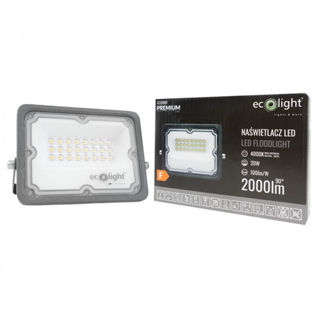 LED-Flutlicht Reflektor 20W 2000lm 4000K Neutral IP65 Premium Line Ecolight