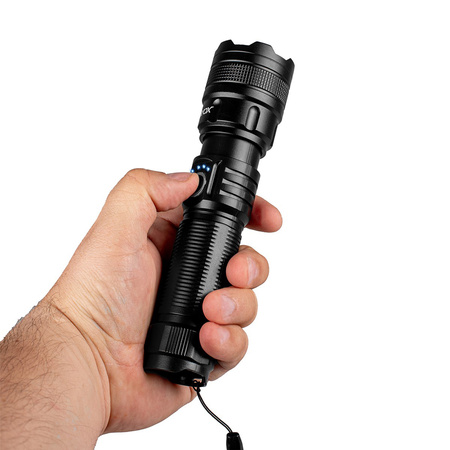 Wiederaufladbare taktische LED-Taschenlampe 600lm 10W Leistungsstarke ZOOM POWERBANK VA0179 VAYOX