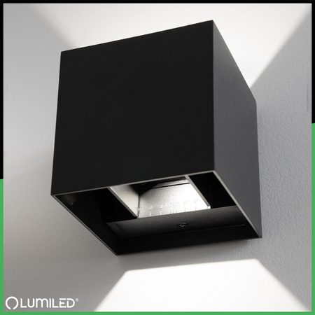 Wandleuchte Außen 2x 3W, Garten-Wandleuchte 4000K nach oben und unten verstellbar Schwarz PICEA LUMILED